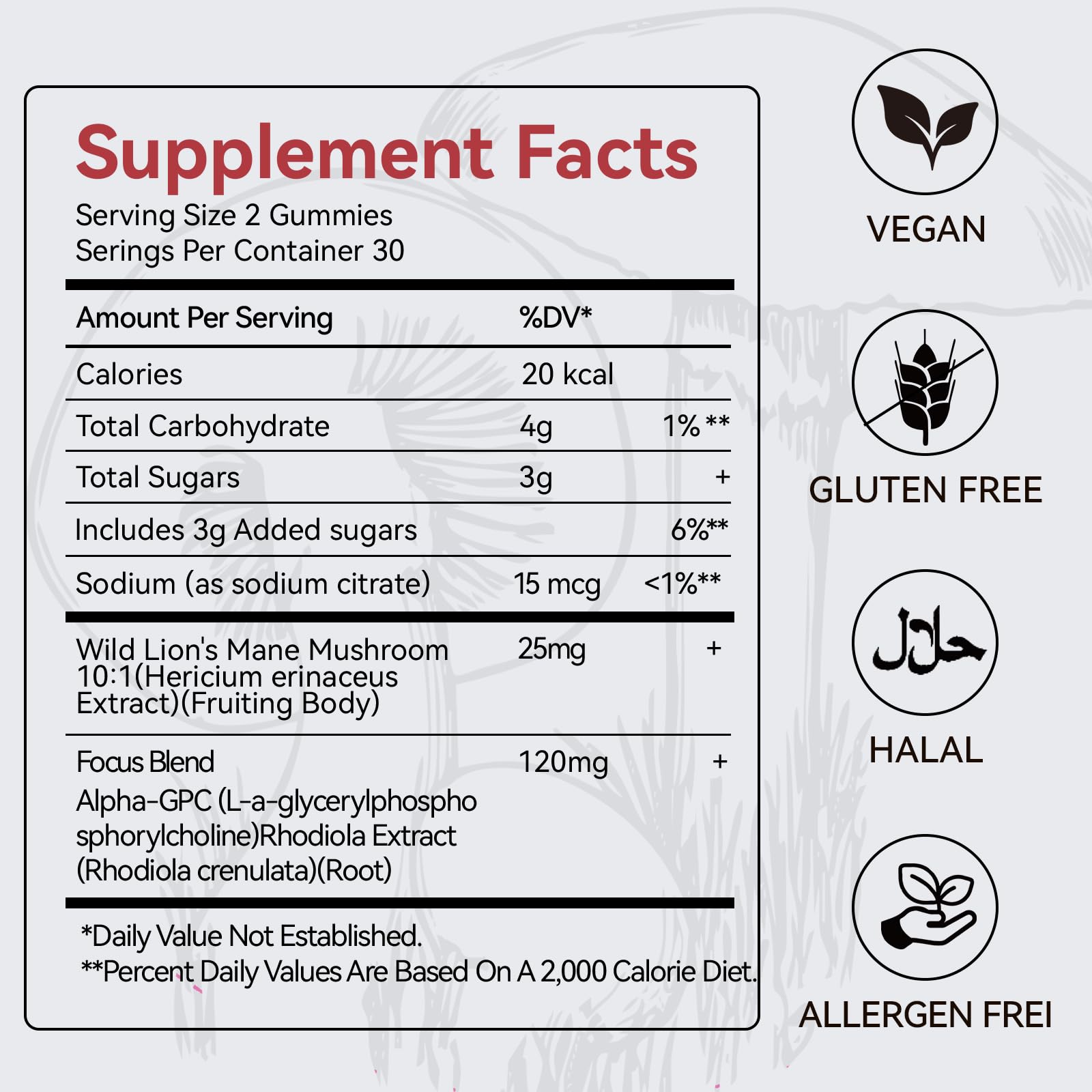Mushroom Gummies with Lion’s Mane - Alpha Brain Gummy for Focus & Memory - Nootropic Focus Gummies with Rhodiola & Alpha-GPC – Vegan Brain Supplement, Raspberry Pomegranate Flavor, 60 Count (1) QualiLifeAu supplements