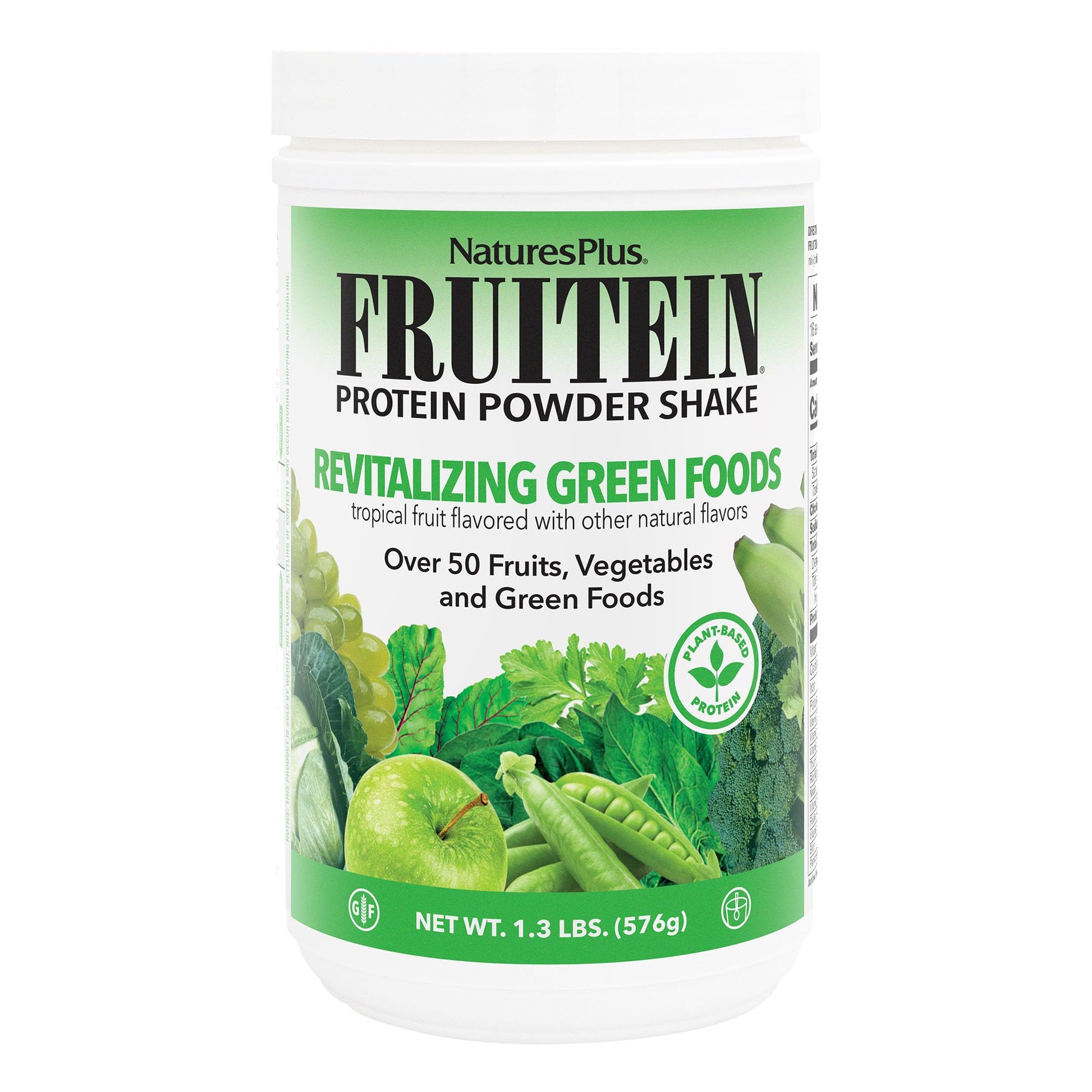 NaturesPlus FRUITEIN Revitalizing Green Foods Shake - 1.3 lbs - Plant-Based Protein (13g/Serving) - Supports Energy & Immune System - Vegetarian, Gluten Free & Non-GMO - 16 Servings NaturesPlusAu supplements
