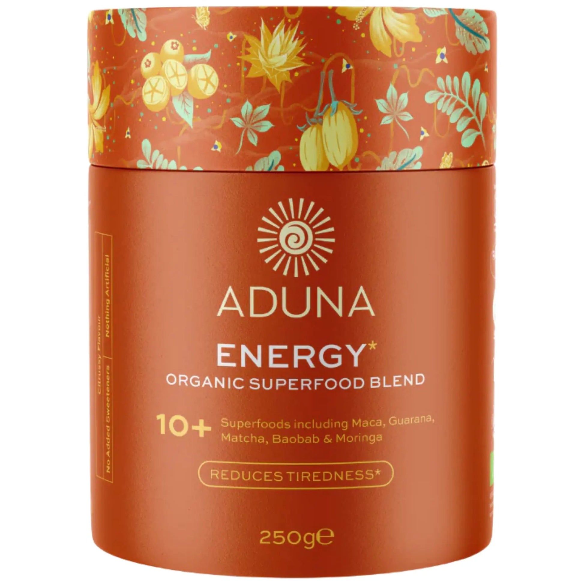 Aduna Organic Energy Superfood Blend | 100% Natural Stir-in Blend With 10+ Superfoods for Natural Energy, Focus & Reduced Tiredness | Vegan Powder for Yogurt, Juices, & Smoothies | 250g AdunaAu supplements