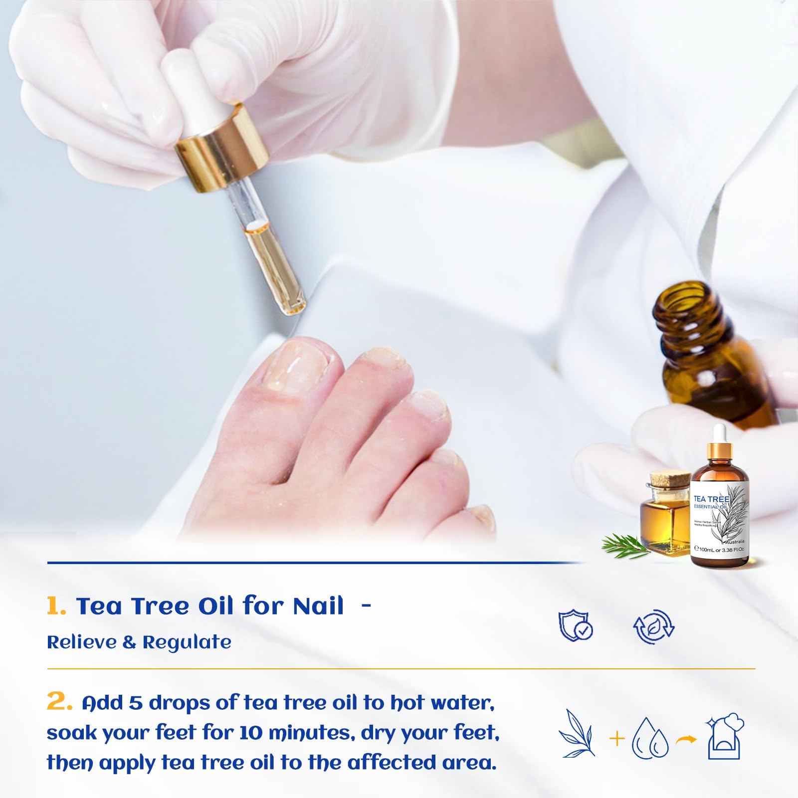 HIQILI Tea Tree Essential Oil (100 ML), 100% Pure for Toenail Fungus, Hair Damage HIQILIAu supplements