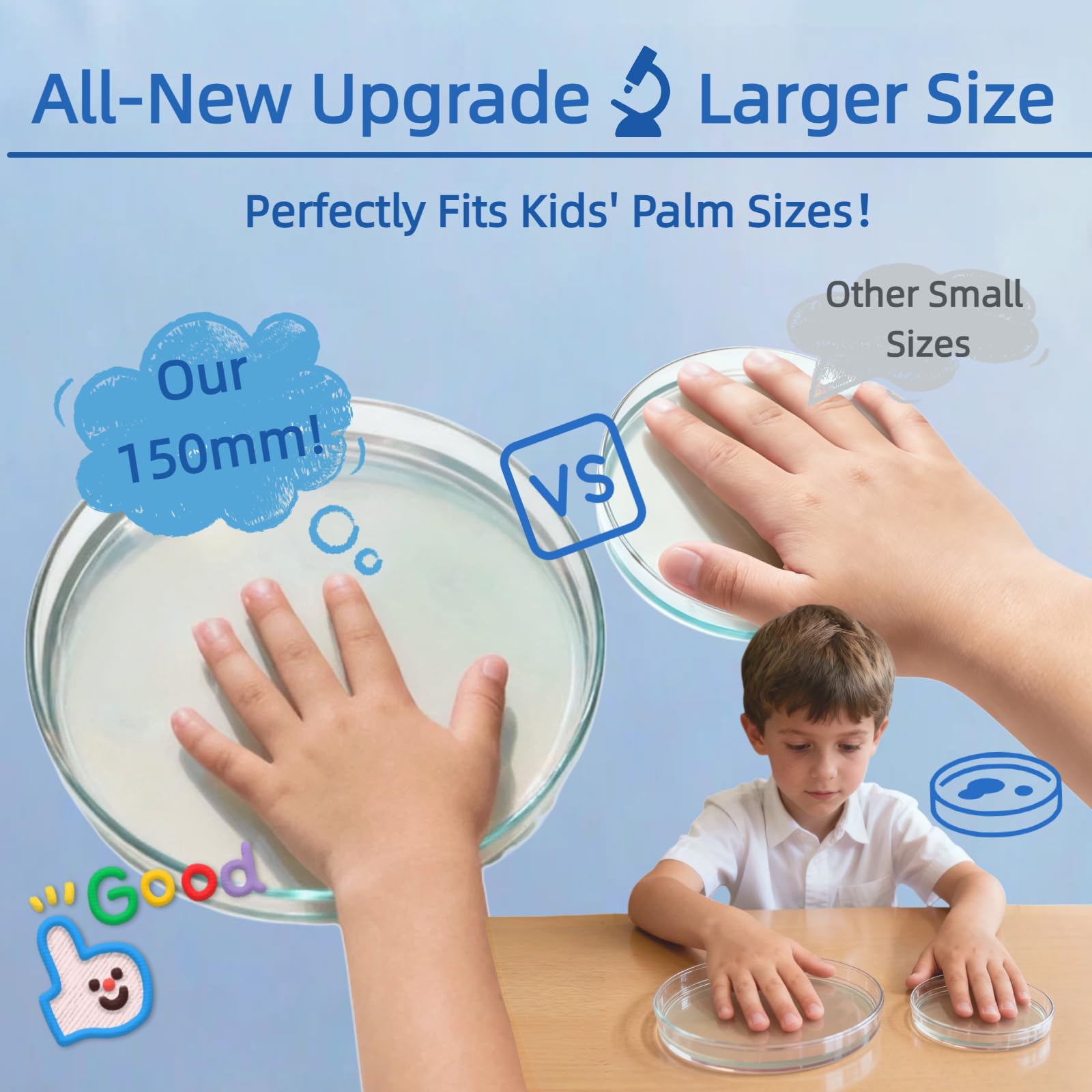 Giant Microbiology Bacteria Science Kit for Kids:2 XL 150mm Prepoured Nutrient Agar Plates, Petri Dishes with Agar & Colony Characteristics Poster for School Projects & Educational Gifts MosynexAu supplements
