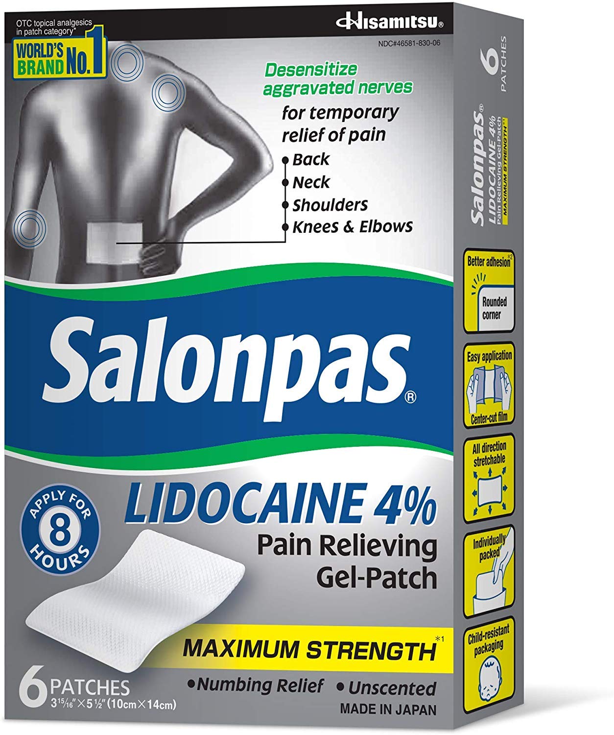 Salonpas LIDOCAINE (5 Pack Bundle) Pain Relieving Maximum Strength Gel Patch! SalonpasAu supplements