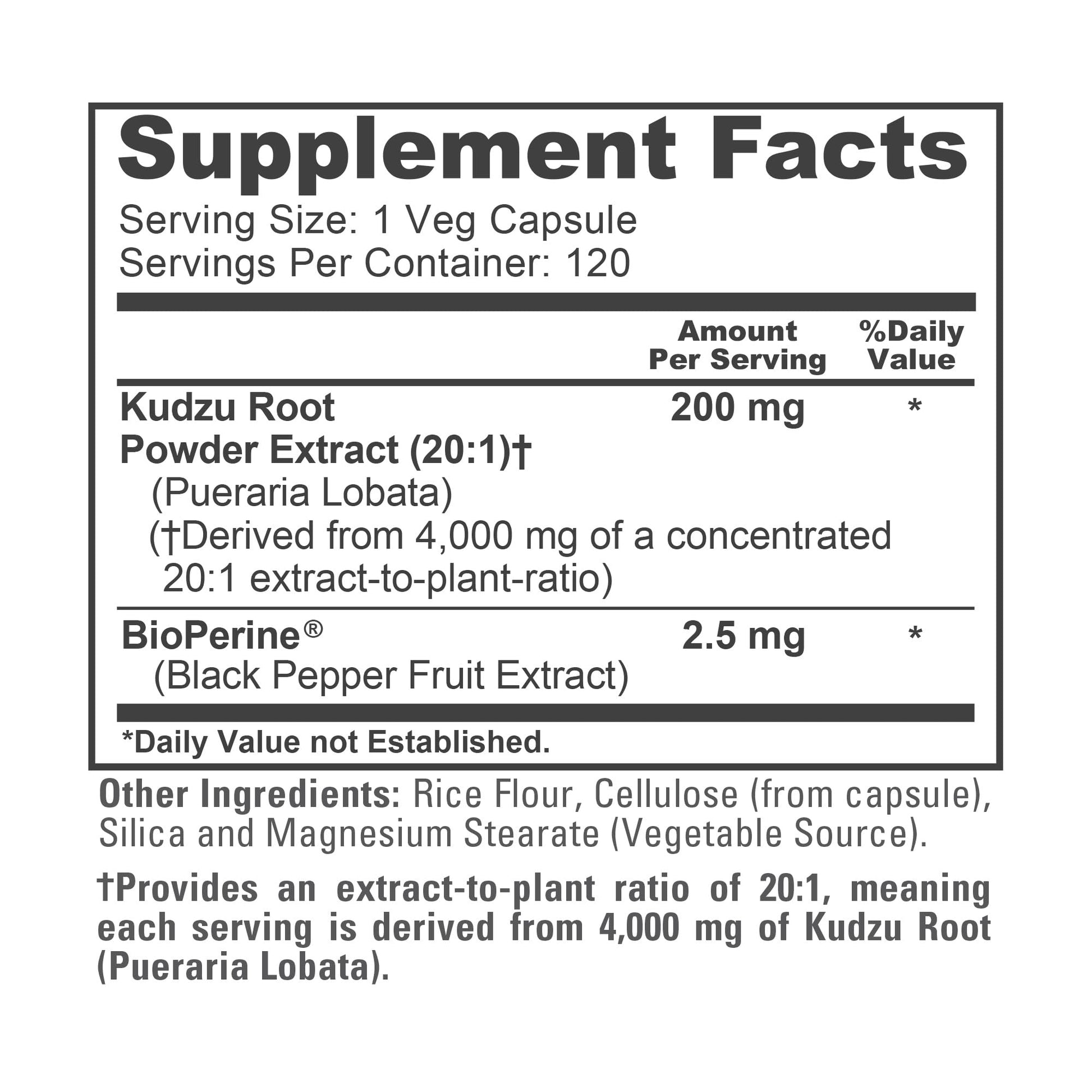 NusaPure Kudzu Root 20:1 Extract, 200 mg Equivalent to 4,000mg - 120 Veggie Capsules (Non-GMO, Vegan, Bioperine) NusaPureAu supplements