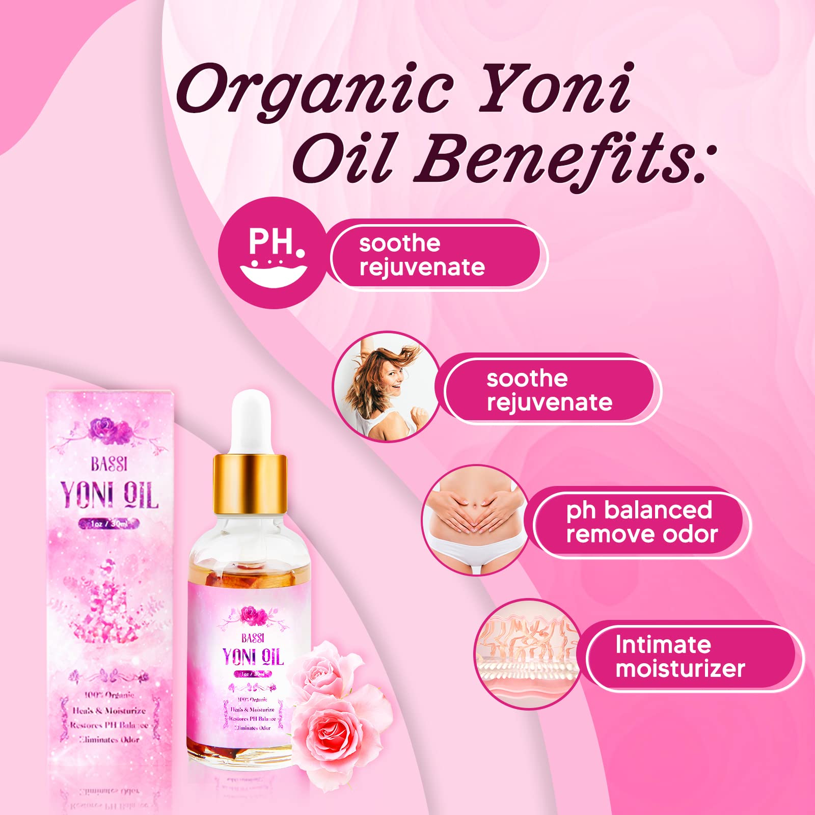 Feminine Wash & Yoni Oil & Yoni Soap Set for Women, Yoni Wash for Vaginal Ph Balance Remove Odor BASSIAu supplements