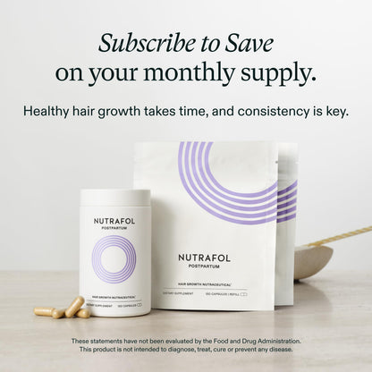 Nutrafol Postpartum Hair Growth Supplements, Clinically Tested for Visibly Thicker Hair and Less Shedding, Breastfeeding-friendly - 1 Month Supply NutrafolUS supplements