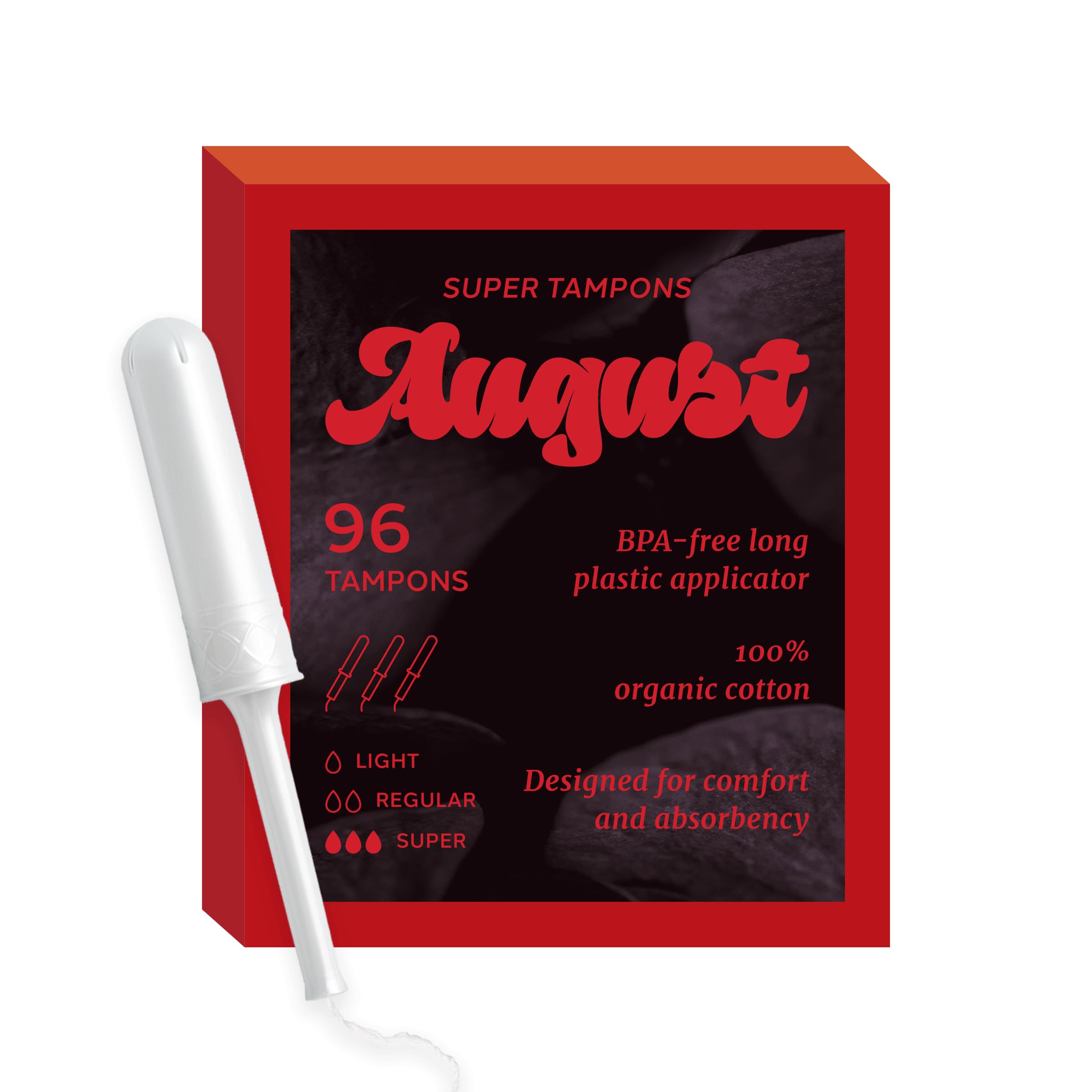 August Organic Cotton Tampons, Super tampons, BPA Free Long Applicators, Non-Toxic Organic AugustAu supplements
