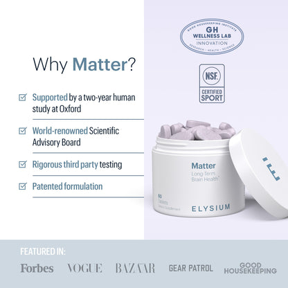 ELYSIUM Matter - 30 Servings - Brain Supplement for Memory and Focus Omega 3 Supplement + DHA - Vitamins to Support Brain Health and Memory ELYSIUMUS supplements