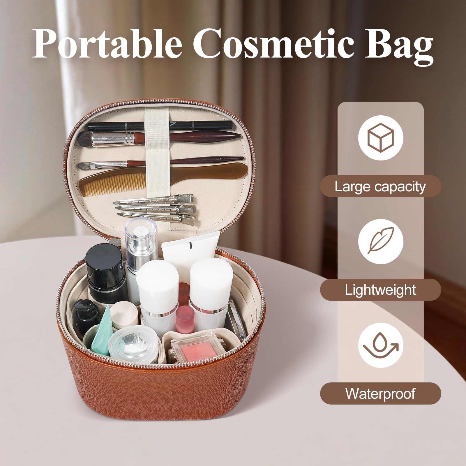 honitty Makeup Bag, Travel Make up Case with Compartments and Handle, Portable Cosmetic Organizer Bags,Toiletry Bag for Women honittyAu supplements