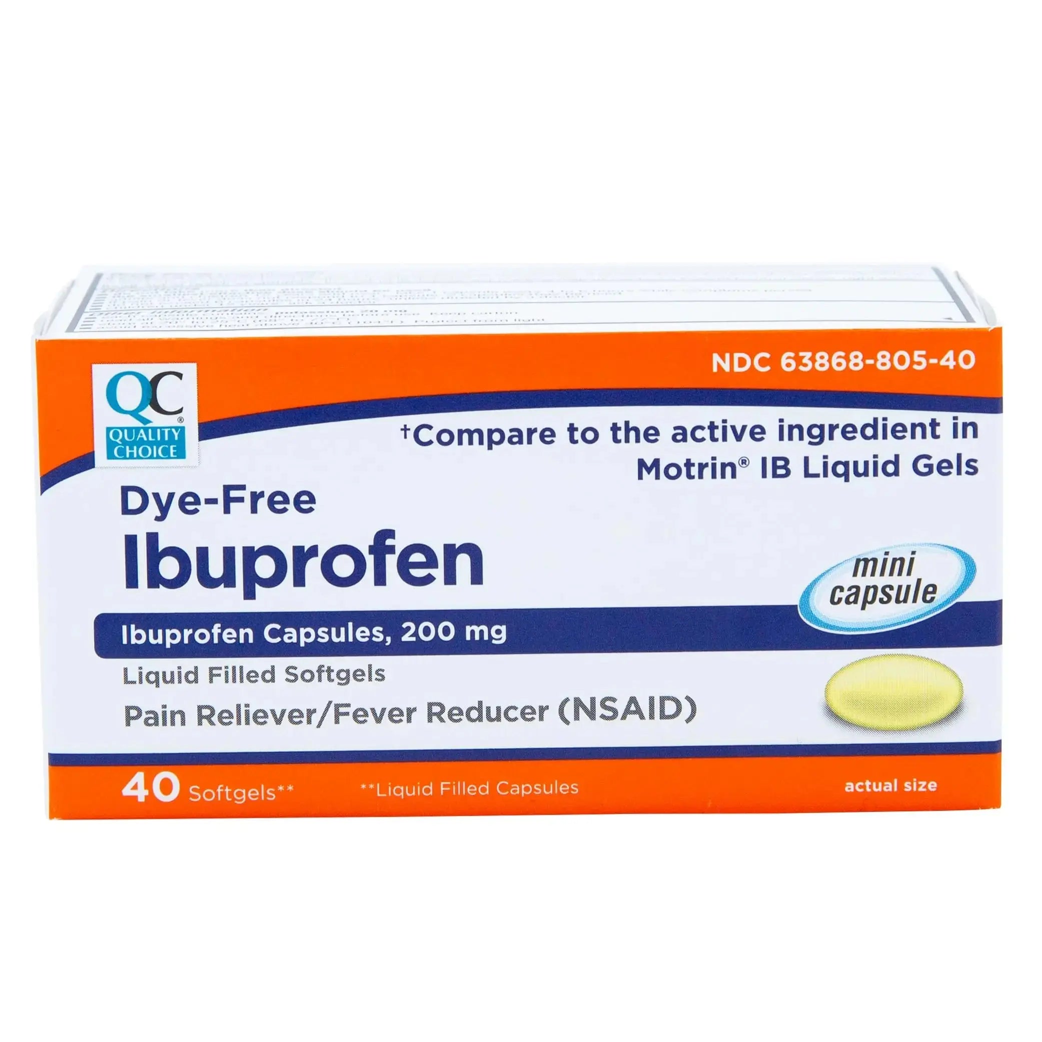 Quality Choice Ibuprofen 200 mg Liquid Gels 40 Count Easy to Swallow Pain Reliever and Fever Reducer for Headache Toothache Backache Menstrual Cramps Muscle Aches Minor and Pain Quality ChoiceAu supplements