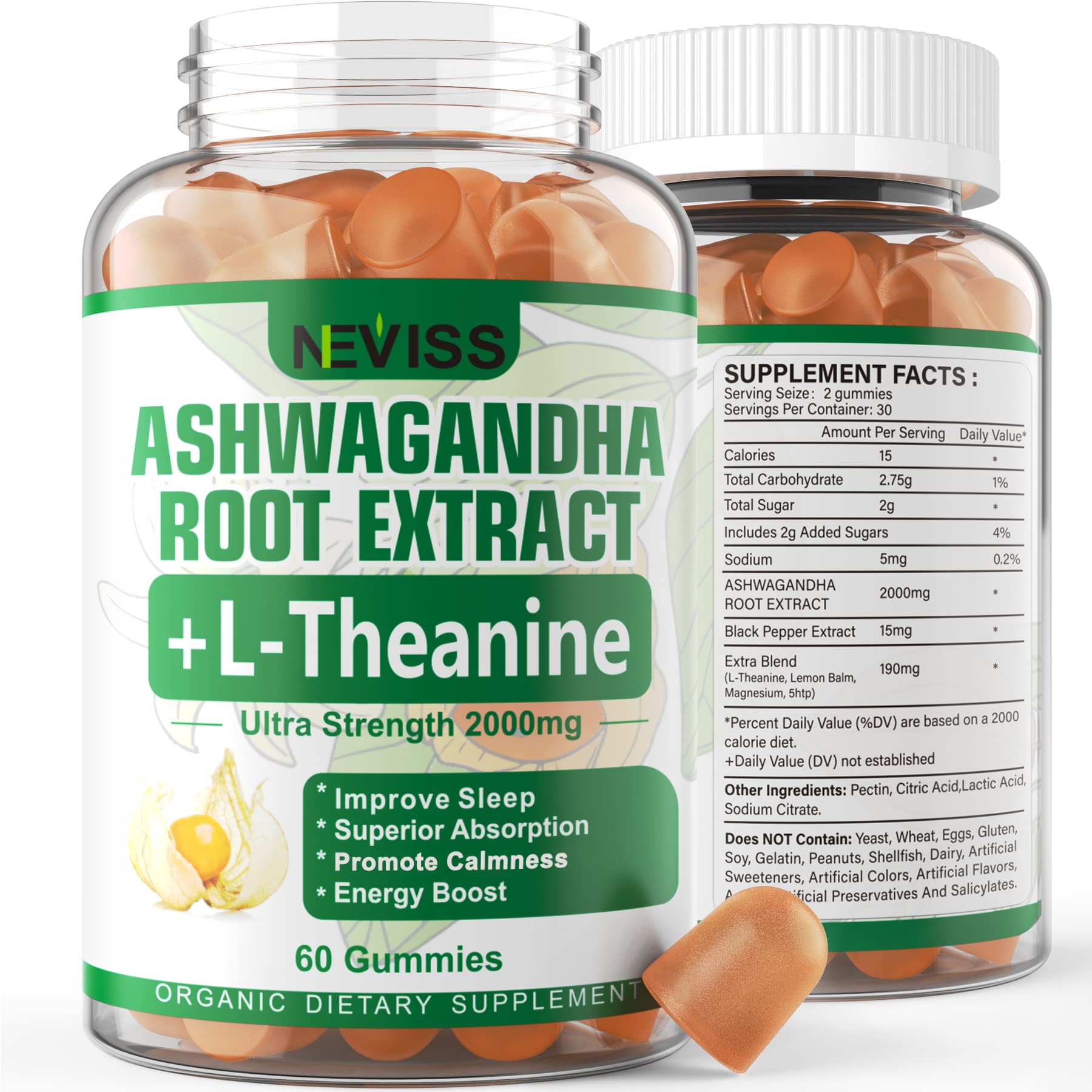 NEVISS Ashwagandha Gummies 2000mg, Feel Refreshed, Plus Proprietary Blend NEVISSAu supplements