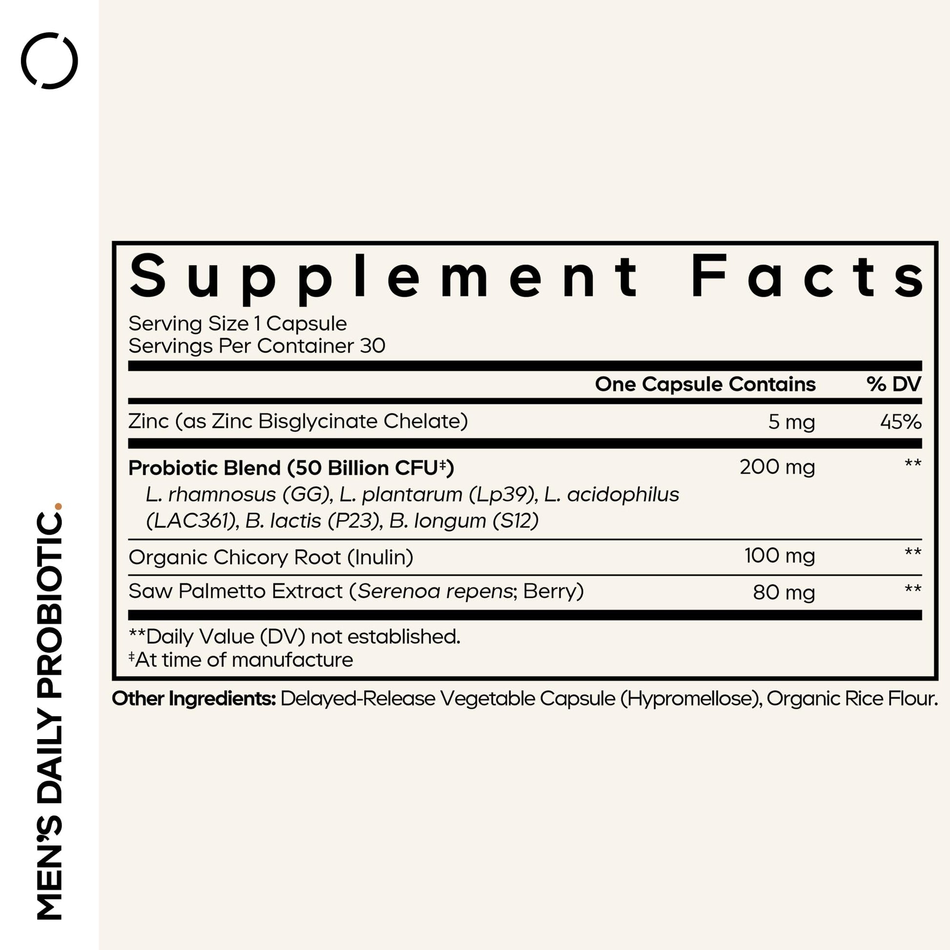 Codeage Men’s Daily Probiotic Supplement - 50 Billion CFU Probiotic Blend with Zinc, Inulin Prebiotic, Saw Palmetto – Men’s Wellness Support – 1 Capsule Per Serving - Non-GMO – 30 Capsules CodeageAu supplements