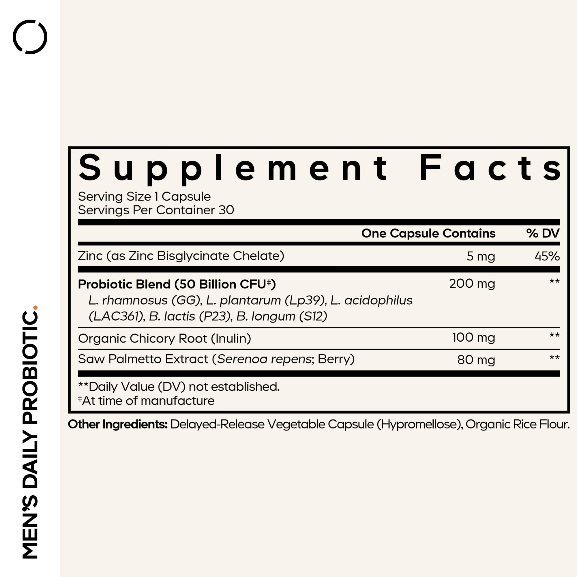 Codeage Men’s Daily Probiotic Supplement - 50 Billion CFU Probiotic Blend with Zinc, Inulin Prebiotic, Saw Palmetto – Men’s Wellness Support – 1 Capsule Per Serving - Non-GMO – 30 Capsules CodeageAu supplements