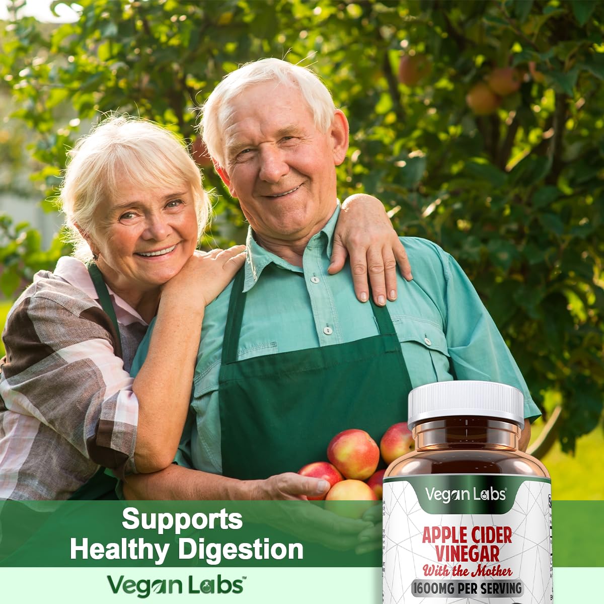 Vegan Labs Apple Cider Vinegar Capsules with The Mother- 180 Vegan Capsules Vegan LabsUS supplements