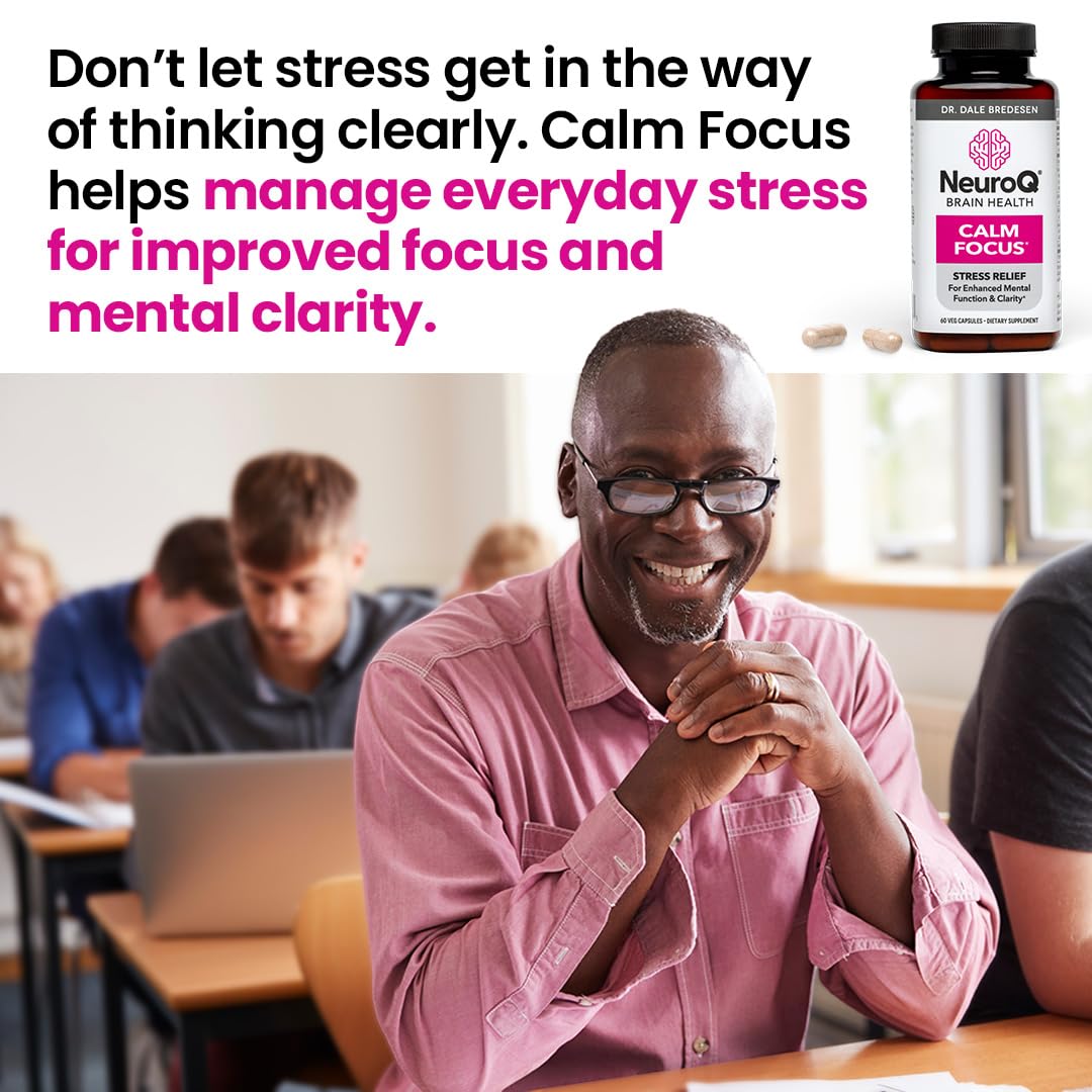 LifeSeasons NeuroQ Calm Focus Capsules - Stress Relief Supplement - Supports Mental Function & Relaxation - Sensoril Ashwagandha, Magnesium, GABA, L-Theanine, Andean Cocoa & Kava Kava - 60 Capsules LifeSeasonsAu supplements