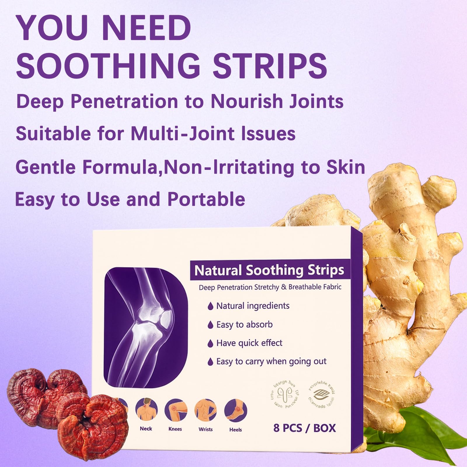 Soothing Joint Patches – Natural Herbal Comfort Pads for Knees, Shoulders, Back & Neck, Stretchy Breathable Fabric, Joint & Muscle Soreness, Long Lasting Soothing Strips, 8 Pcs/Box (2PCS) GenericAu supplements