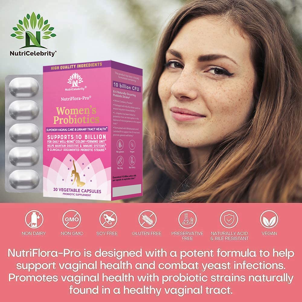 NutriCelebrity NutriFlora-Pro Probiotics for Women, Vaginal, Urinary Health, Immune System Digestive NutricelebrityAu supplements