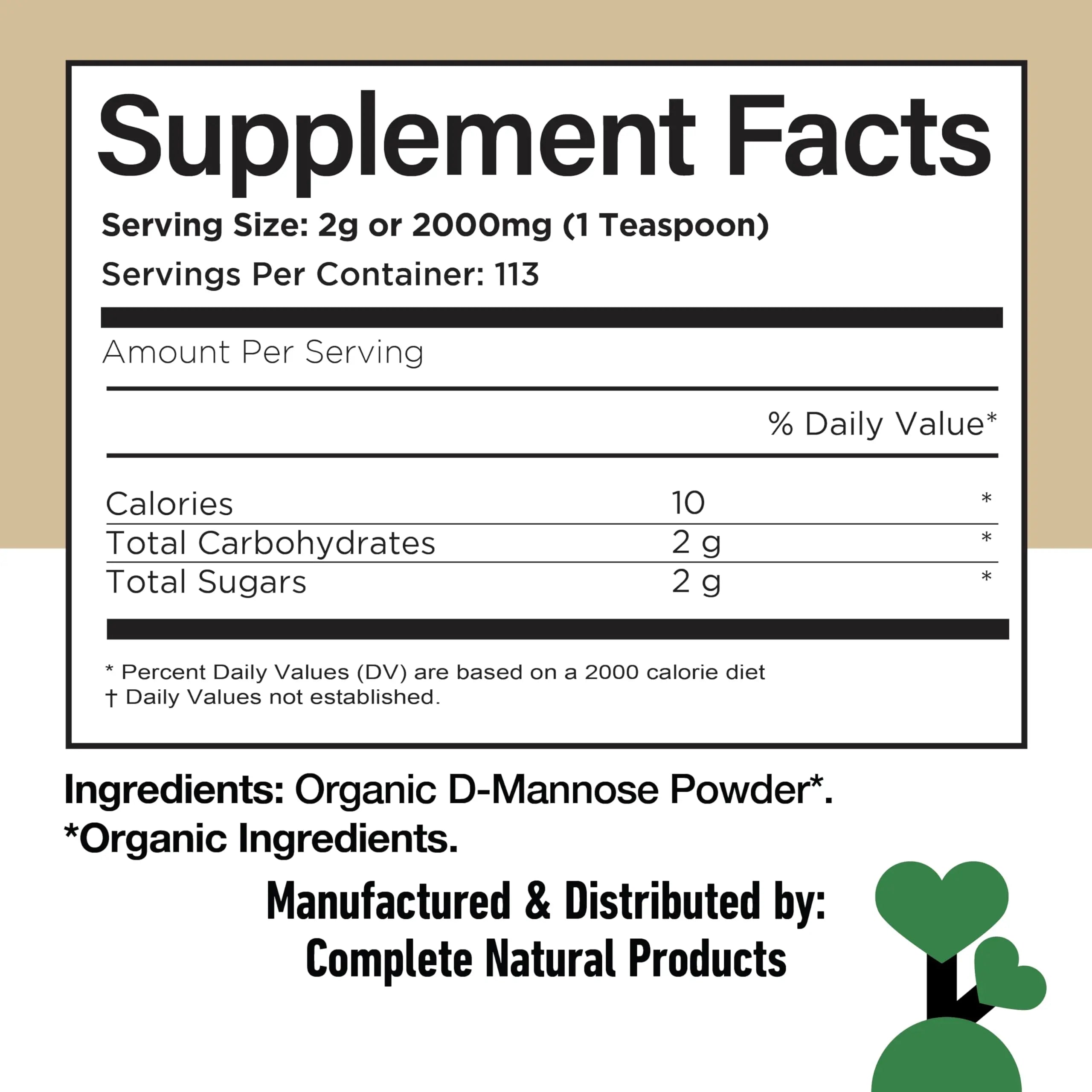 CNP Organic D Mannose Powder 2000mg - Powder D Mannose Supplement for UTI Support, Pure D-Mannose Powder from Guar Beans, Vegan Non GMO Clean Formula, Bladder Urinary Tract Health Supplement Use Complete Natural ProductsAu supplements