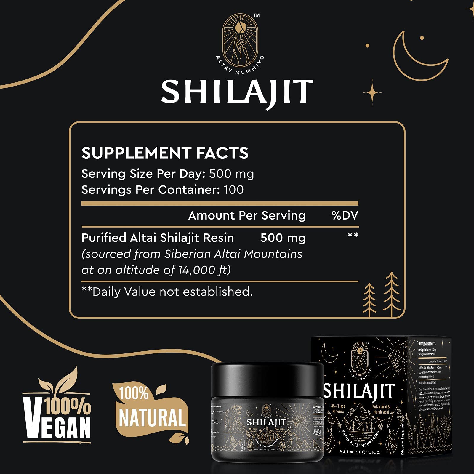 Shilajit Resin with Fulvic Acid & Trace Minerals, Original Siberian Pure Shilajit with 85+ Humic ALTAY MUMMIYOAu supplements