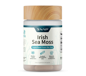 Snap Supplements Irish Sea Moss with Bladderwrack, Burdock Root & Iodine – Natural Sea Moss Supplement to Support Gut Health, Energy & Healthy-Looking Skin, 60 Vegan Capsules (1 Month Supply) Snap SupplementsAu supplements