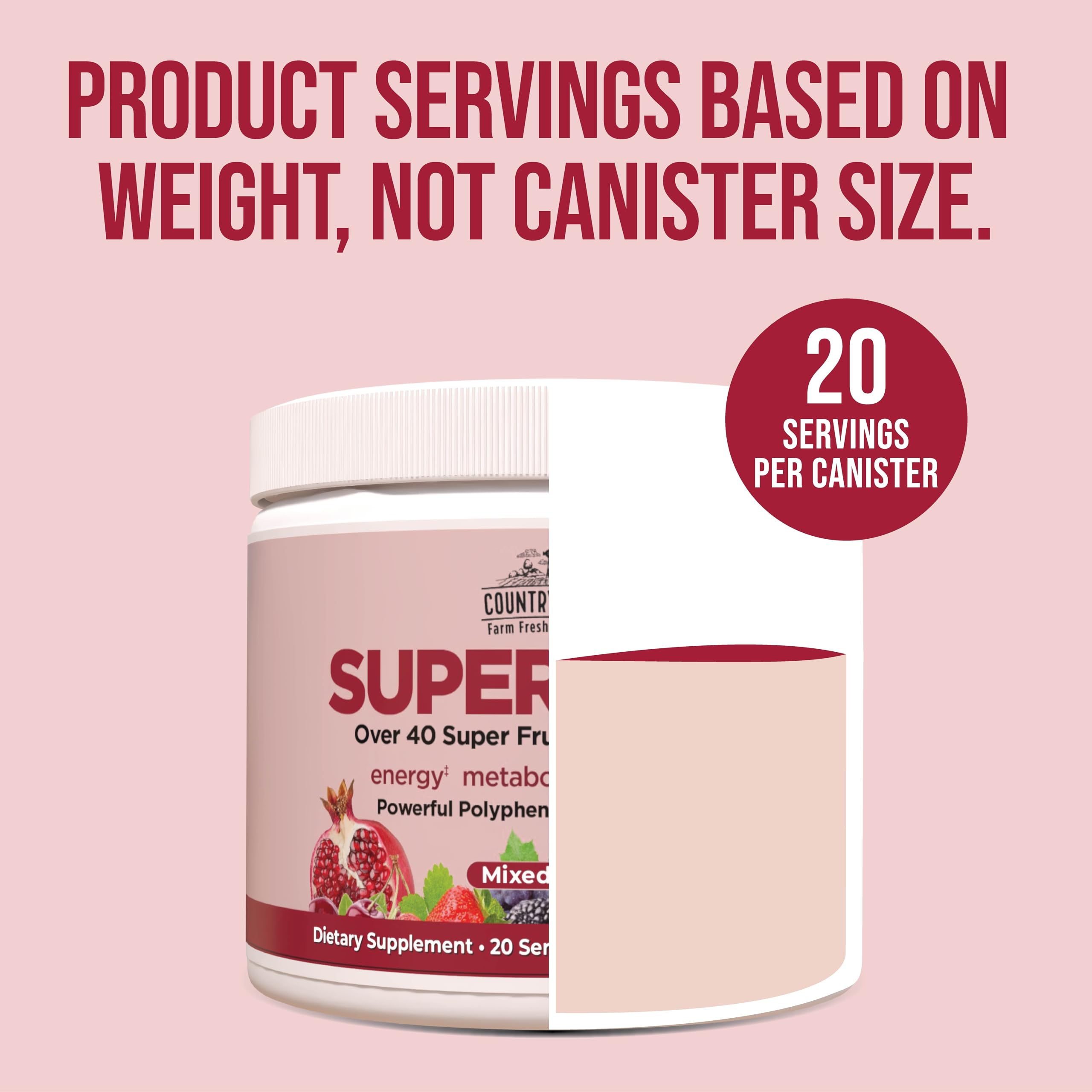 COUNTRY FARMS Super Reds, Energizing Polyphenol Superfood, 48 Super Fruits and Berries, Powerful Antioxidants and Polyphenols, Supports Energy, 20 Servings, Mixed Berry Flavor Country FarmsAu supplements