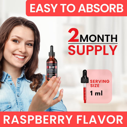 VITBOOST Vegan Liquid B-12 Drops – 60 x 5000 mcg Extra Strength Raspberry Flavored Vitamin B12 Liquid Methylcobalamin sublingual Supplement | Designed to Maximize Absorption VITBOOSTUS supplements