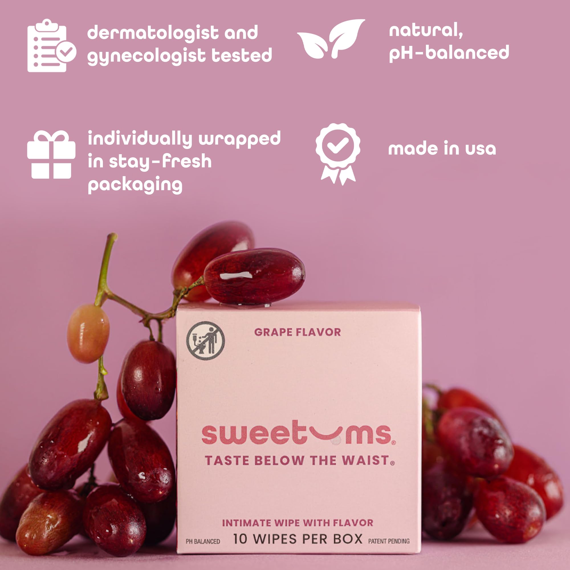 Sweetums Feminine Wipes For Women, Individually Wrapped - pH Balanced Flavored Intimate Wipes SweetumsAu supplements