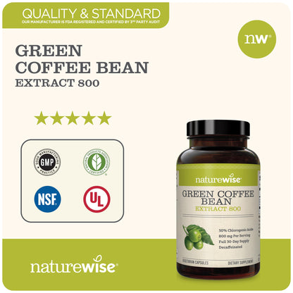 NatureWise Green Coffee Bean 800mg Max Potency Extract 50% Chlorogenic Acids NatureWiseUS supplements