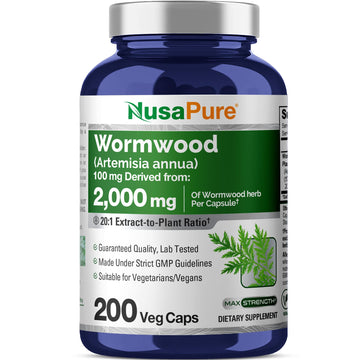 NusaPure Wormwood Capsules 2000mg | Artemisia Annua Herb | 200 Count | Non-GMO & Vegan Supplement NusaPureAu supplements