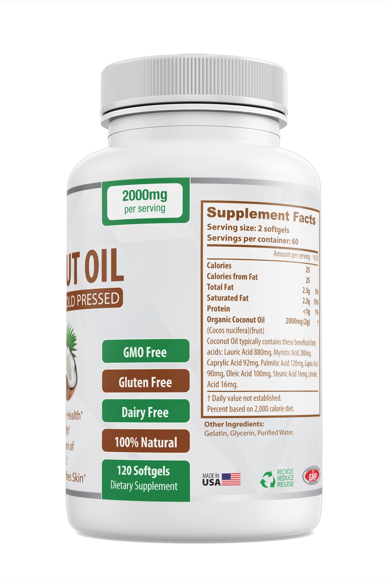 Organic Coconut Oil Capsules 2000mg - 100% Extra Virgin, Cold Pressed for Healthy Skin Going VeganAu supplements