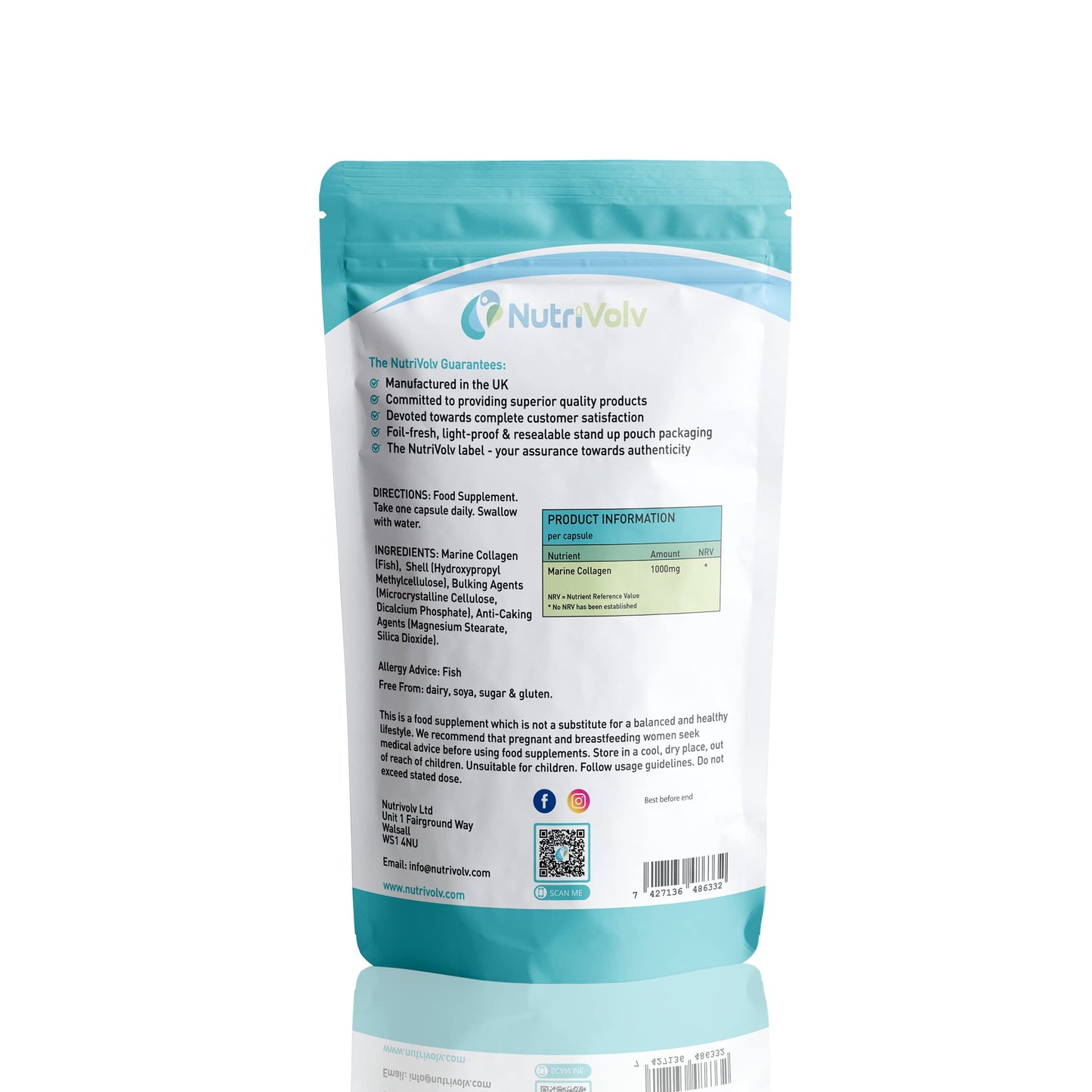Nutrivolv Collagen Marine (1000mg) Supplement for Skin , Anti Ageing NutrivolvUS supplements