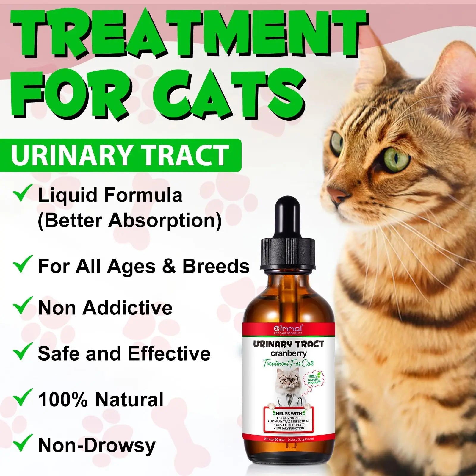Cat Urinary Tract Infection Treatment, Cat UTI Treatment Drops Supports Bladder, Kidney Stone, Cranberry Kidney Bladder Support Supplement, Chicken Flavor, 60ml BTQAFVZTAu supplements