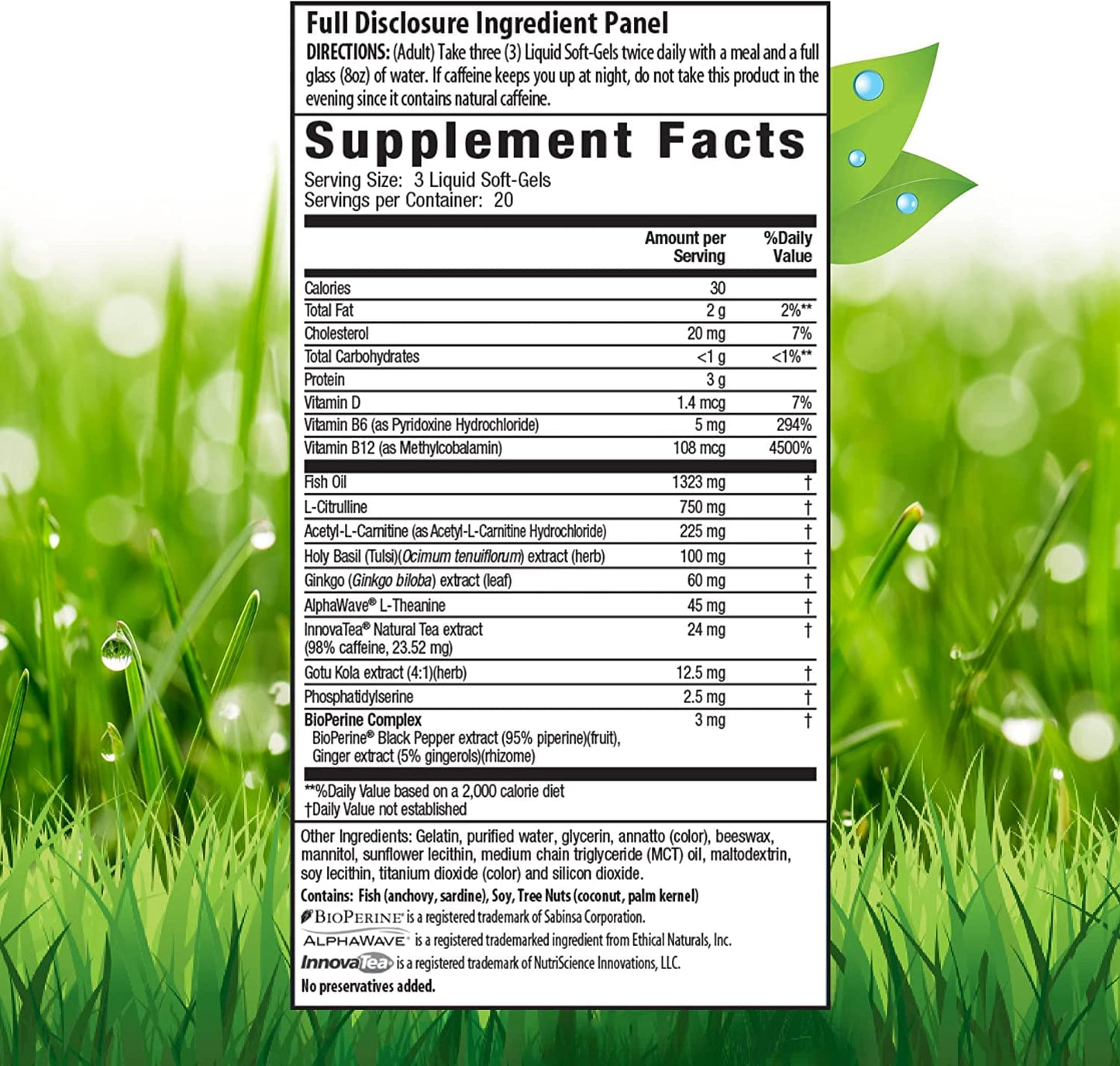 Irwin Naturals Brain Awake Max3 + Nitric Oxide Booster 60 Count with Pill Case Irwin NaturalsUS supplements