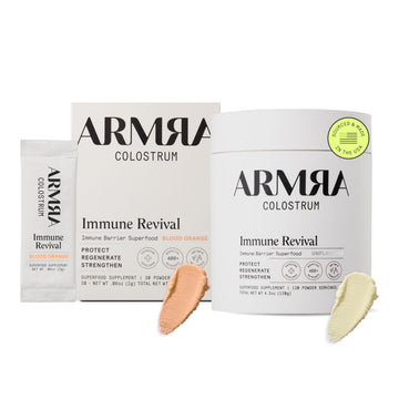 ARMRA Colostrum™ Premium Powder, Grass Fed, Gut Health Bloating Immunity Skin & Hair, Contains 400+ Bioactive Nutrients, Keto, Gluten & Fat Free (Blood Orange, Unflavored Bundle | 150 Servings) ARMRAUS supplements
