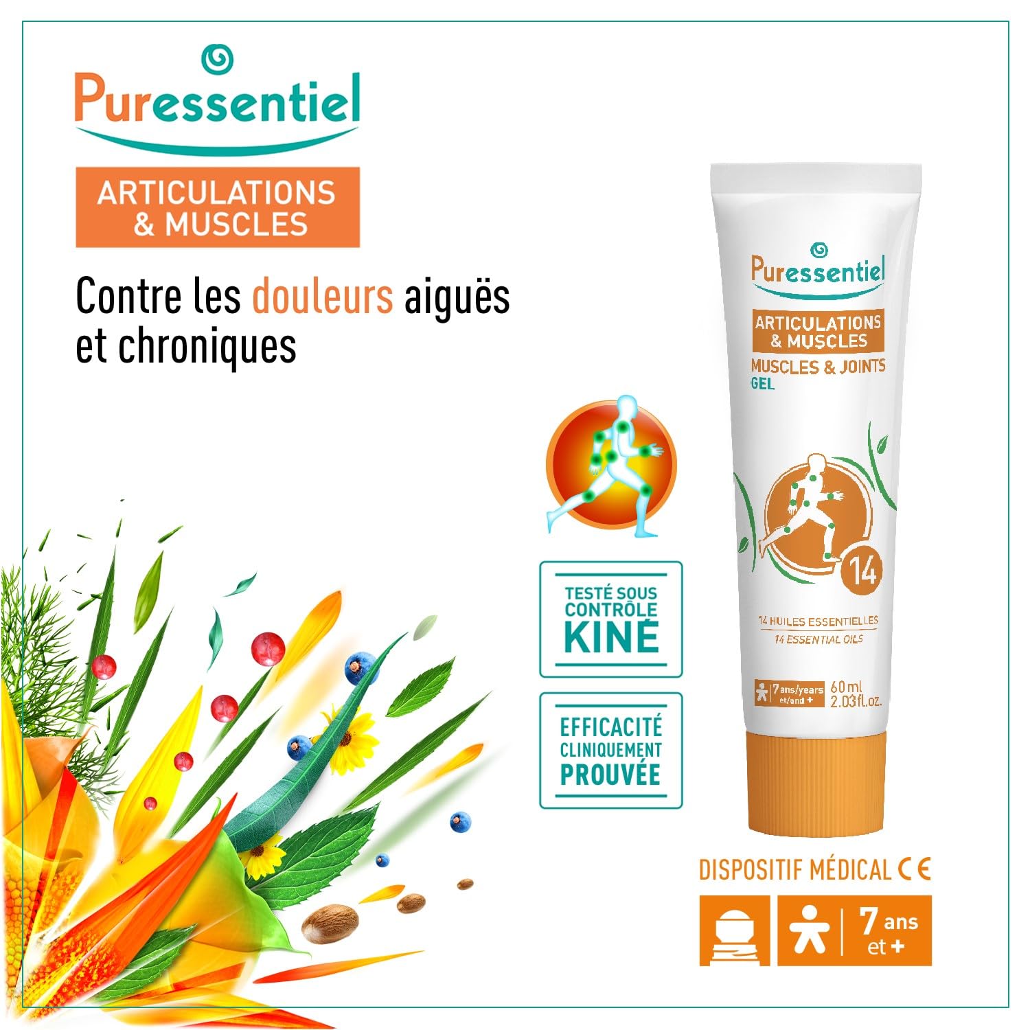 Puressentiel Muscles and Joints Gel - Soothing Gel for Muscle Relief and Knee Relief - Cooling Gel for Foot Relief - Back Gel - 2.02 oz PuressentielAu supplements