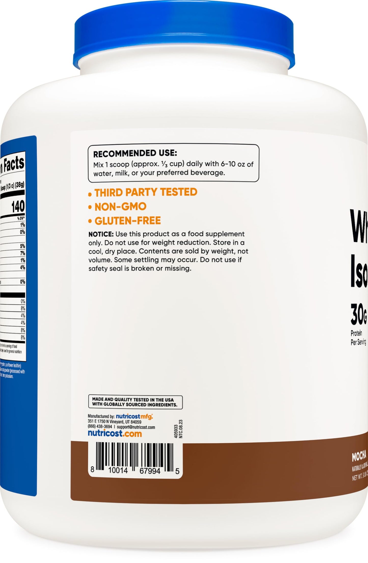 Nutricost Whey Protein Isolate (Mocha) 5LBS - Gluten Free & Non-GMO NutricostUS supplements