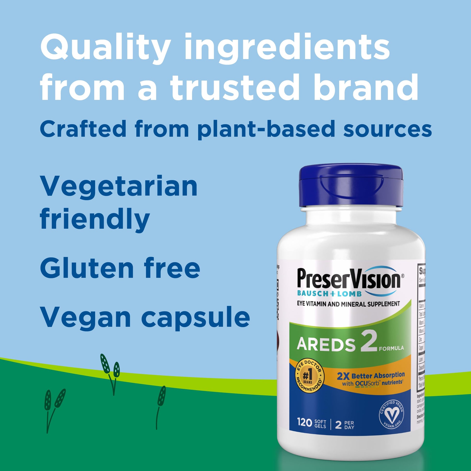 PreserVision AREDS 2 Eye Vitamin & Mineral Supplement with OCUSorb, 120 Vegan Soft Gels, Contains Lutein, Zeaxanthin, Vitamin C & E, Zinc, & Copper, Eye Health Supplements for Adults PreserVisionAu supplements
