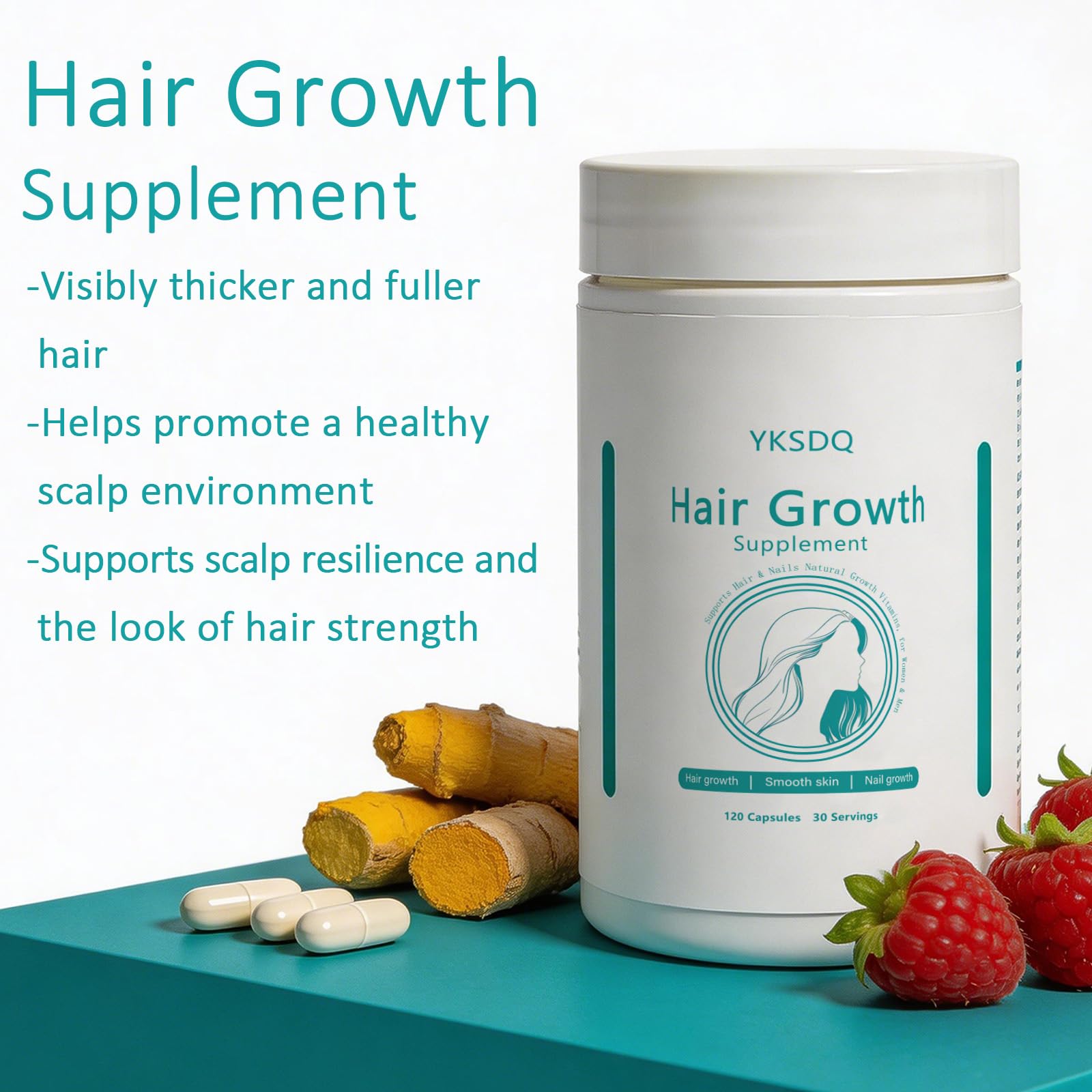 Hair Growth Biotin 10000mcg Supplement with Vitamins A C D E & Calcium - 30-in-1 Formula for Hair & Nails Support, for Women & Men, 30 Servings (1) WOJJAu supplements
