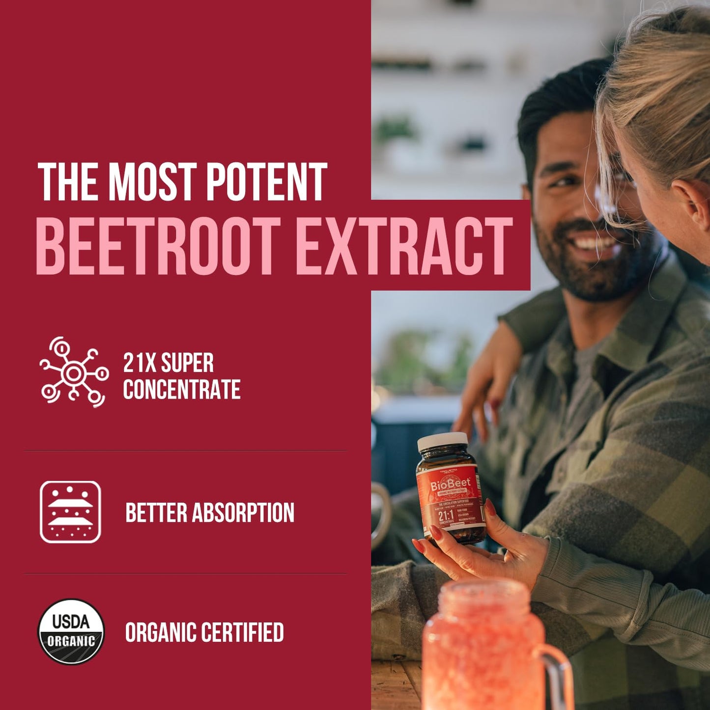 BioBeet® Max Strength Beet Root Capsules - 21:1 Concentrate, Each Serving Derived from 28,350 mg Organic Beetroot - Absorption Enhancement Triquetra HealthUS supplements