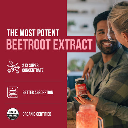 BioBeet® Max Strength Beet Root Capsules - 21:1 Concentrate, Each Serving Derived from 28,350 mg Organic Beetroot - Absorption Enhancement Triquetra HealthUS supplements