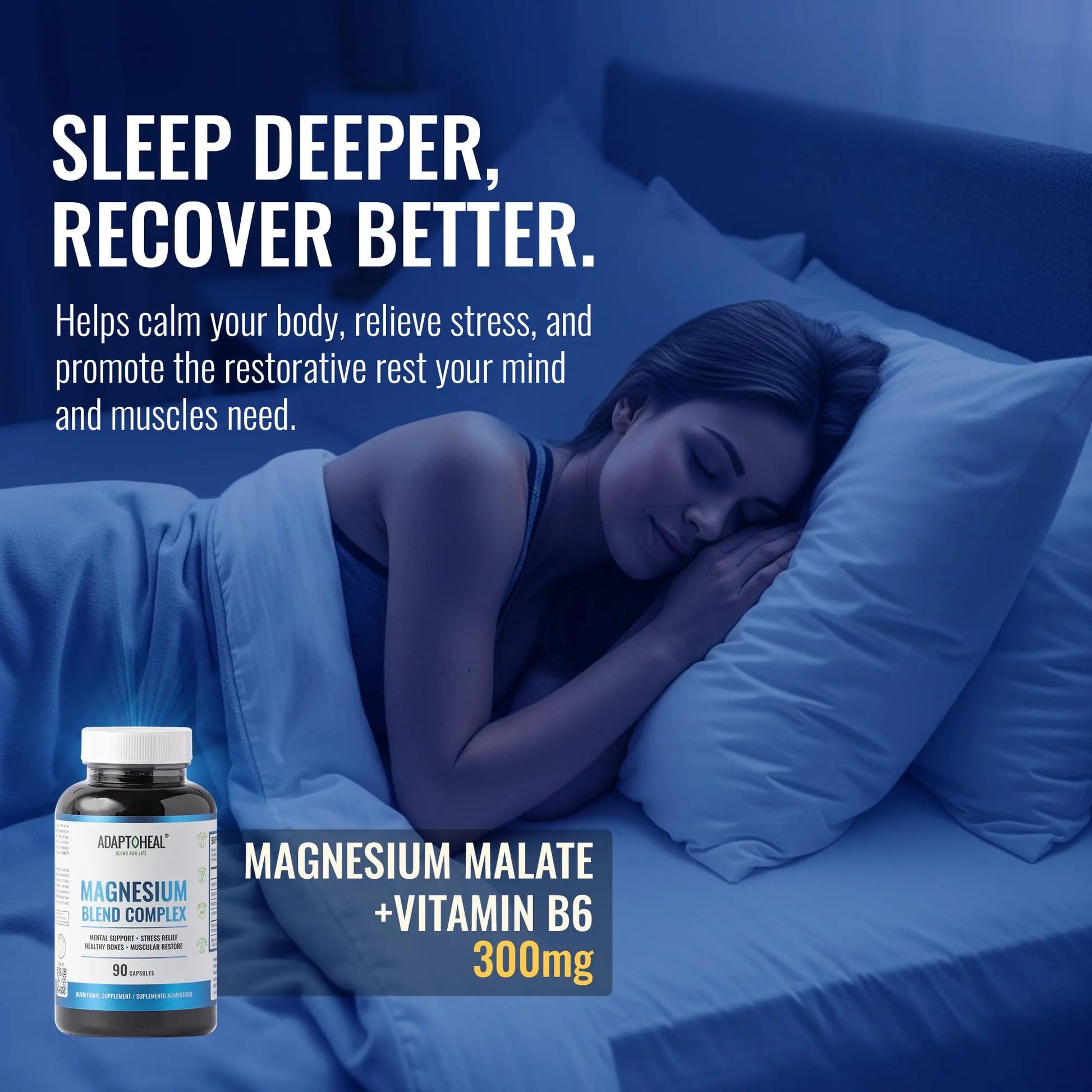 ADAPTOHEAL Magnesium Complex – Glycinate, Malate & Citrate with Vitamin B6, Sleep Support, Stress Relief, Muscle Relaxation, Nervous System Support – 90 Capsules ADAPTOHEALnz supplements