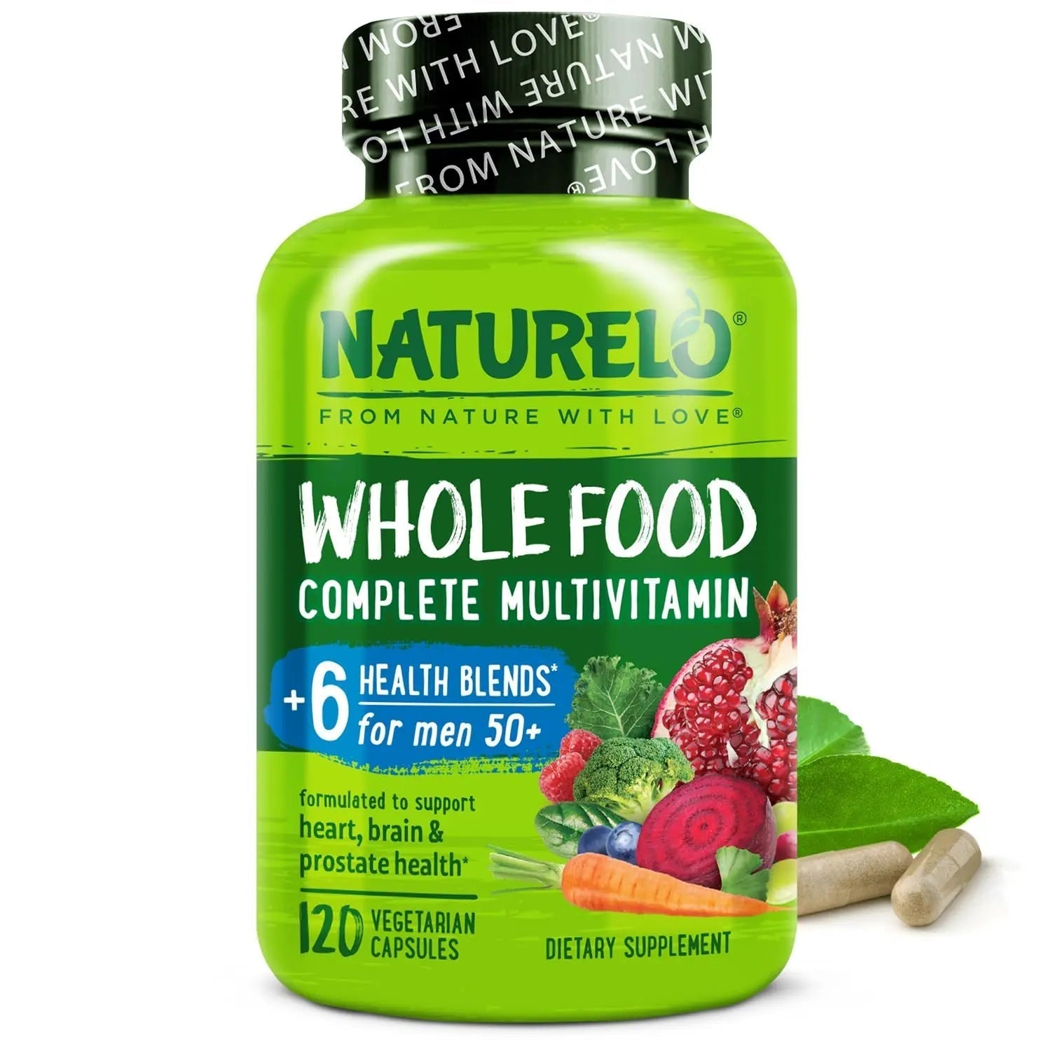 NATURELO Whole Food Multivitamin for Men 50+ - with Vitamins, Minerals, Organic Herbal Extracts - Vegan Vegetarian NATURELOAu supplements