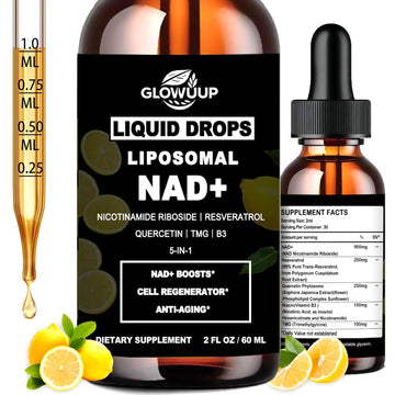 NAD Supplements for Women & Men, Liposomal NAD Nicotinamide Riboside Resveratrol 900mg w. B3 Vitamin Quercetin TMG, Liquid Resveratrol NAD Plus Supplement for Anti-Aging Energy Focus Longevity GLOVVUUPAu supplements