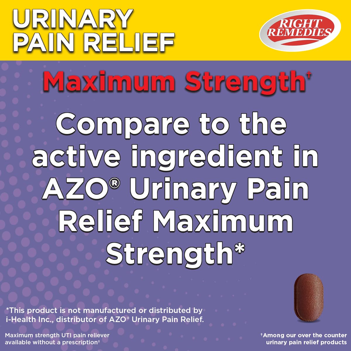 RIGHT REMEDIES Urinary Pain Relief Phenazopyridine HCl 99.5mg Tablets | Maximum Strength OTC for Fast Relief of UTI Pain, Burning and Bladder discomfort | Generic AZO Maximum Strength (72 Count) RIGHT REMEDIESAu supplements