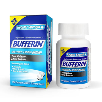 Bufferin Aspirin 325mg, Pain Reliever & Fever Reducer, with 3 Buffering Agents Relieves 7 Types of Pain: Headaches, Back Ache, Arthritis, Muscle Aches & More, for Adults, 130 Coated Tablets, 1-Pack BufferinAu supplements