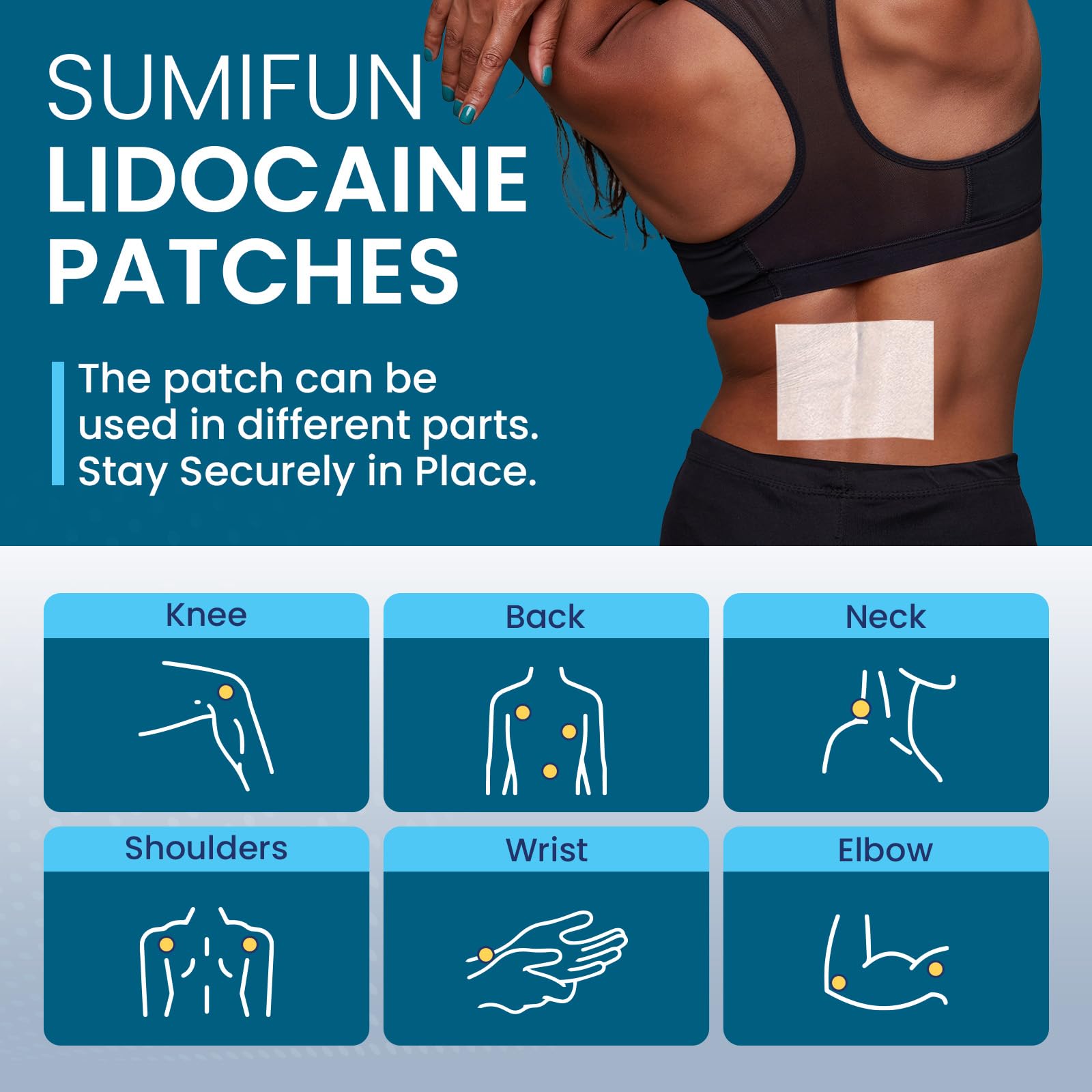 Sumifun 4% Lidocaine Patches, Long Lasting Plaster Patch for Knee, Shoulder, Muscle, Joints with Natural Ingredients, Extended Patch with Lidocaine (Large, Count, 18) SumifunAu supplements