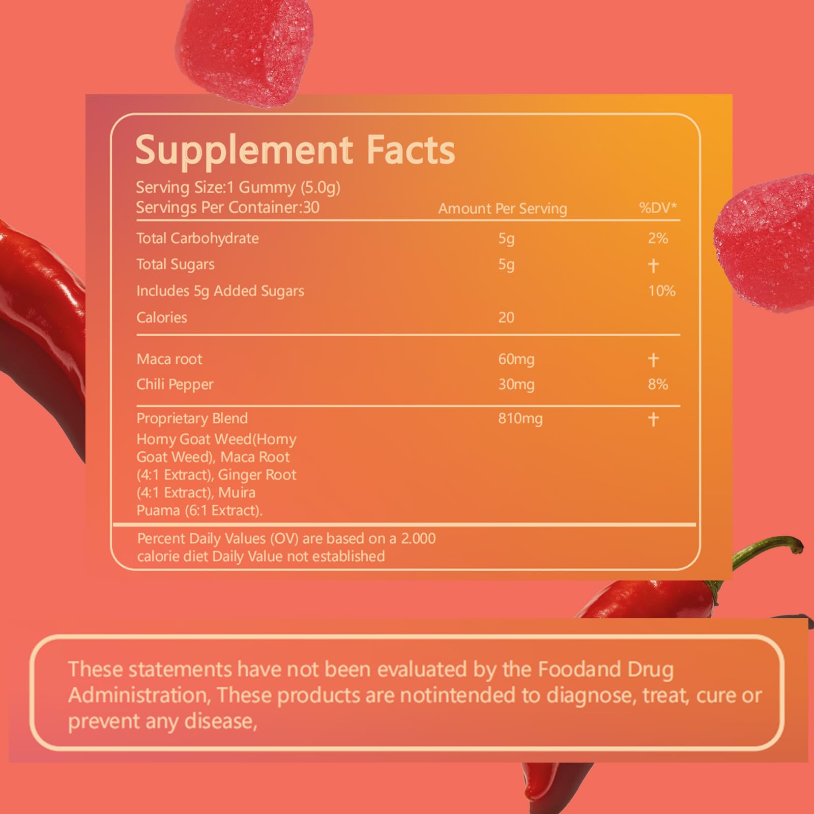 Spicy Blocks for Couples-with Chili Pepper , Maca Root & Epimedium Extract | Supports Emotional Warmth & Daily Comfort | Peach Flavor, Mild Spicy Kick, Vegan-Friendly, No Artificial Additives (1) PBZPBZAu supplements
