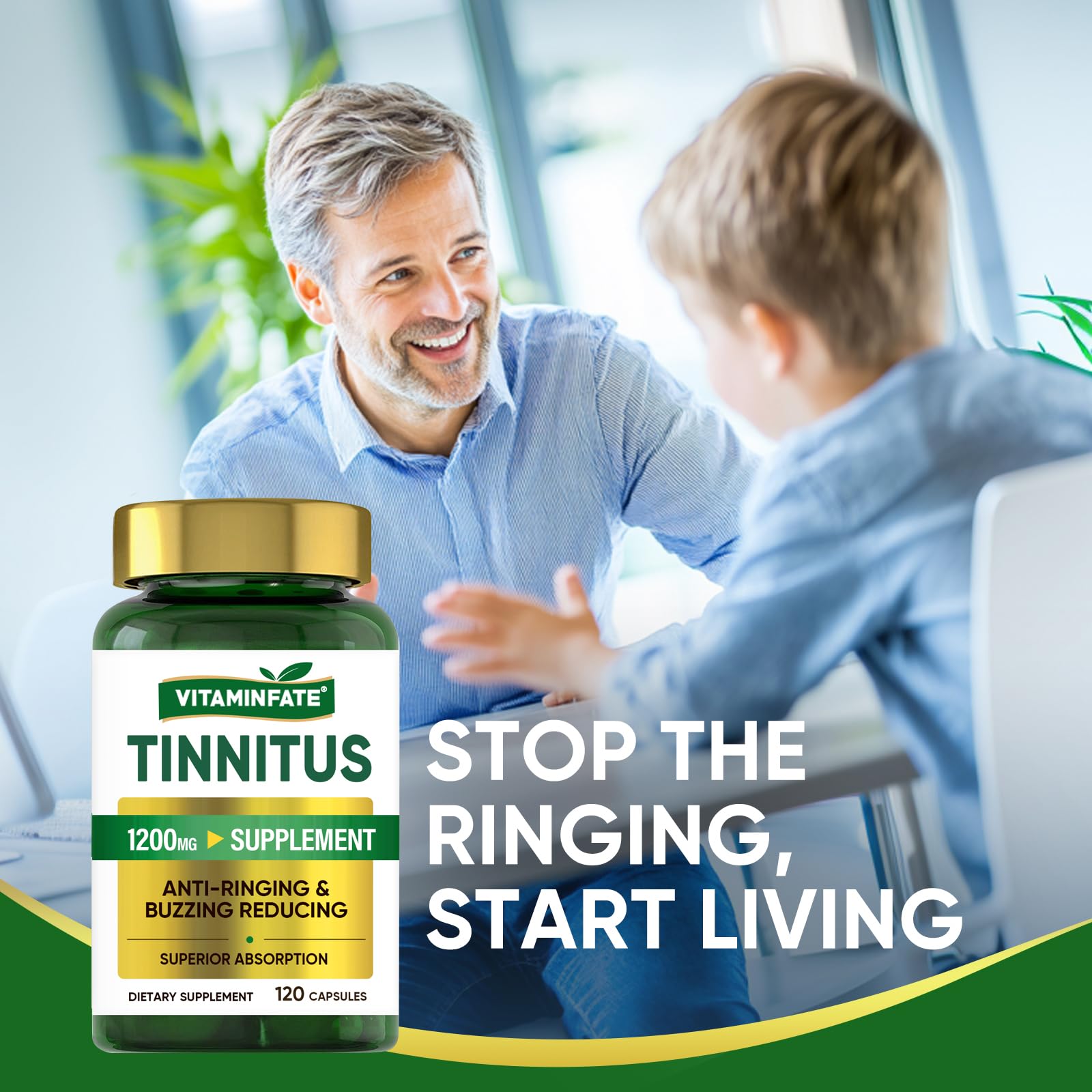 Tinnitus Relief for Ringing Ears 1200mg - 120 Capsules Advanced Ear Health Support Supplement | Supports Ear Health and Reduces Tinnitus Symptoms - Non-GMO & Vegan VITAMINFATEAu supplements