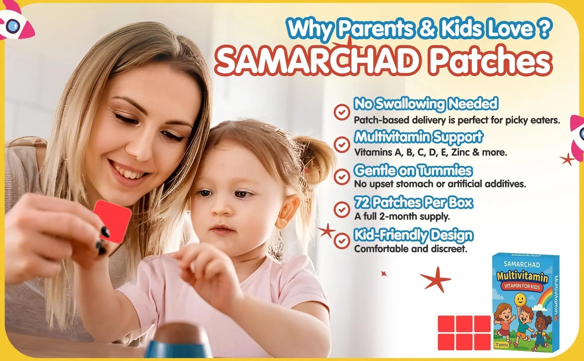 SAMARCHAD Kids Multivitamin Patches Daily Vitamin Patch for Children Natural, Sugar-Free No Swallowing Immune & Growth Support SAMARCHADAu supplements