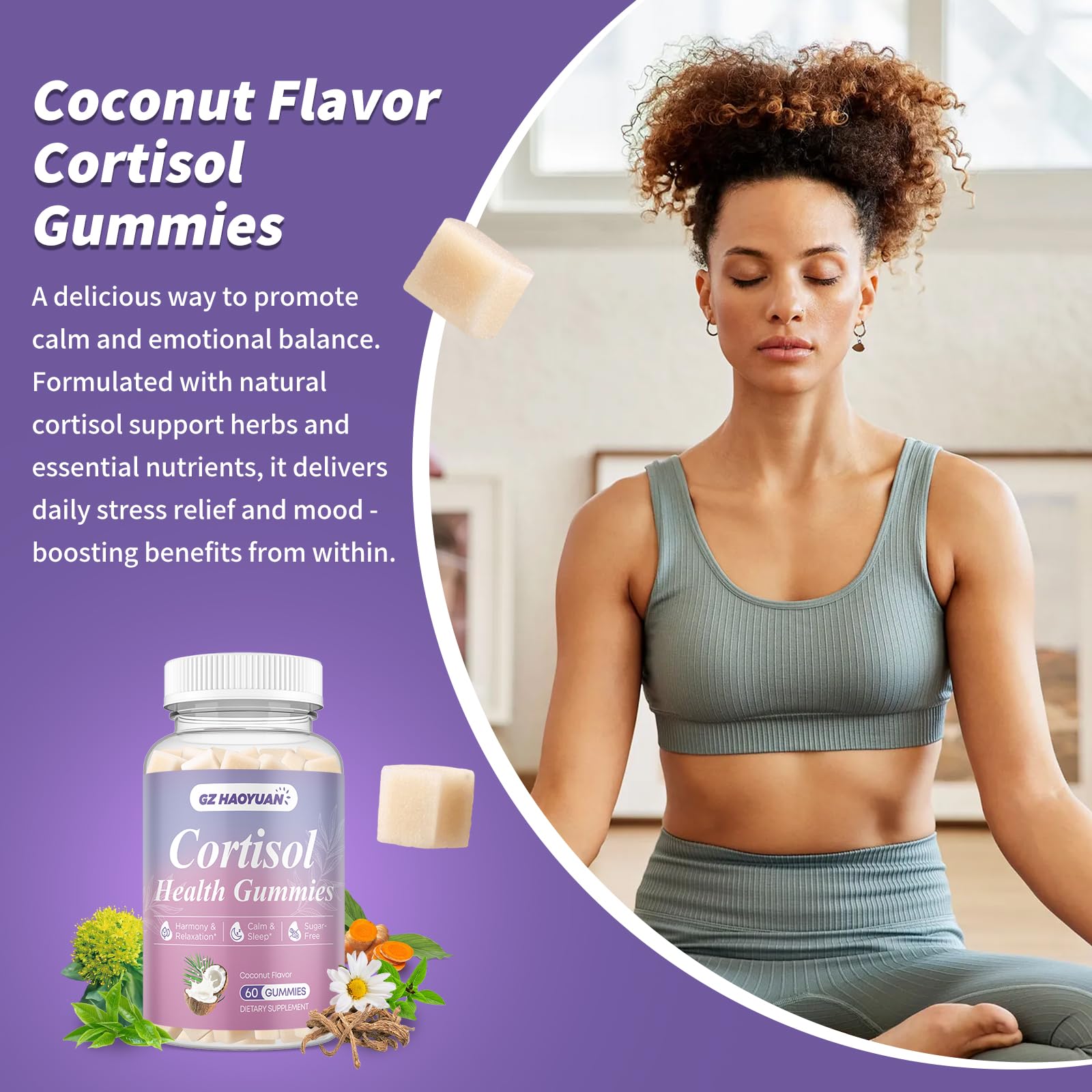 Cortisol Gummies for Women - Cortisol Supplements with Magnesium Glycinate, Ashwagandha, L-Theanine, Vitamin B Complex for Relaxation, Sleep, Calm Mood & Focus - Vegan, Sugar Free Coconut Flavor GZ HAOYUANAu supplements