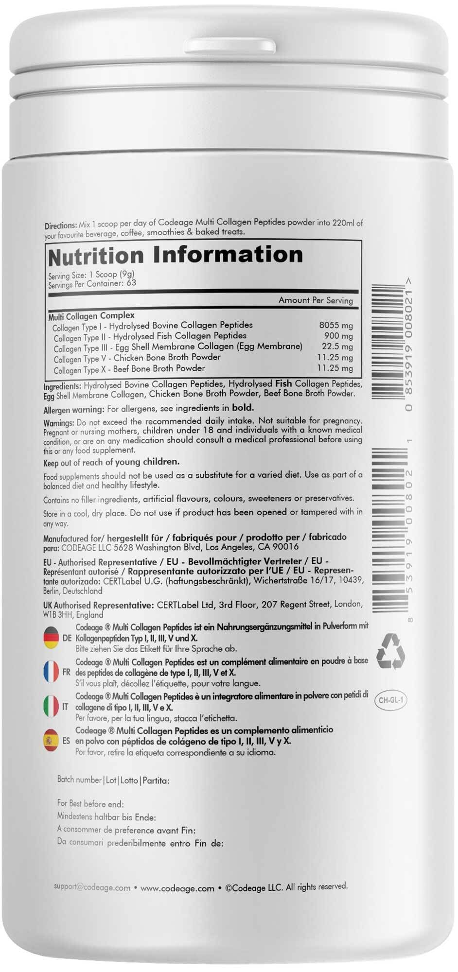 Codeage Multi Collagen Protein Powder Peptides, 2-Month Supply, Hydrolyzed, Type I, II, III, V, X Grass Fed CodeageAu supplements
